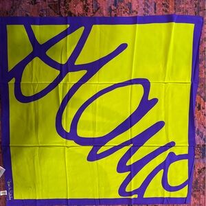 Diane Von Furstenberg “Silk Assets”Vibrant Yellow and Purple Scarf